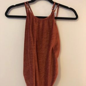 urban outfitters burnt orange velvet body suit